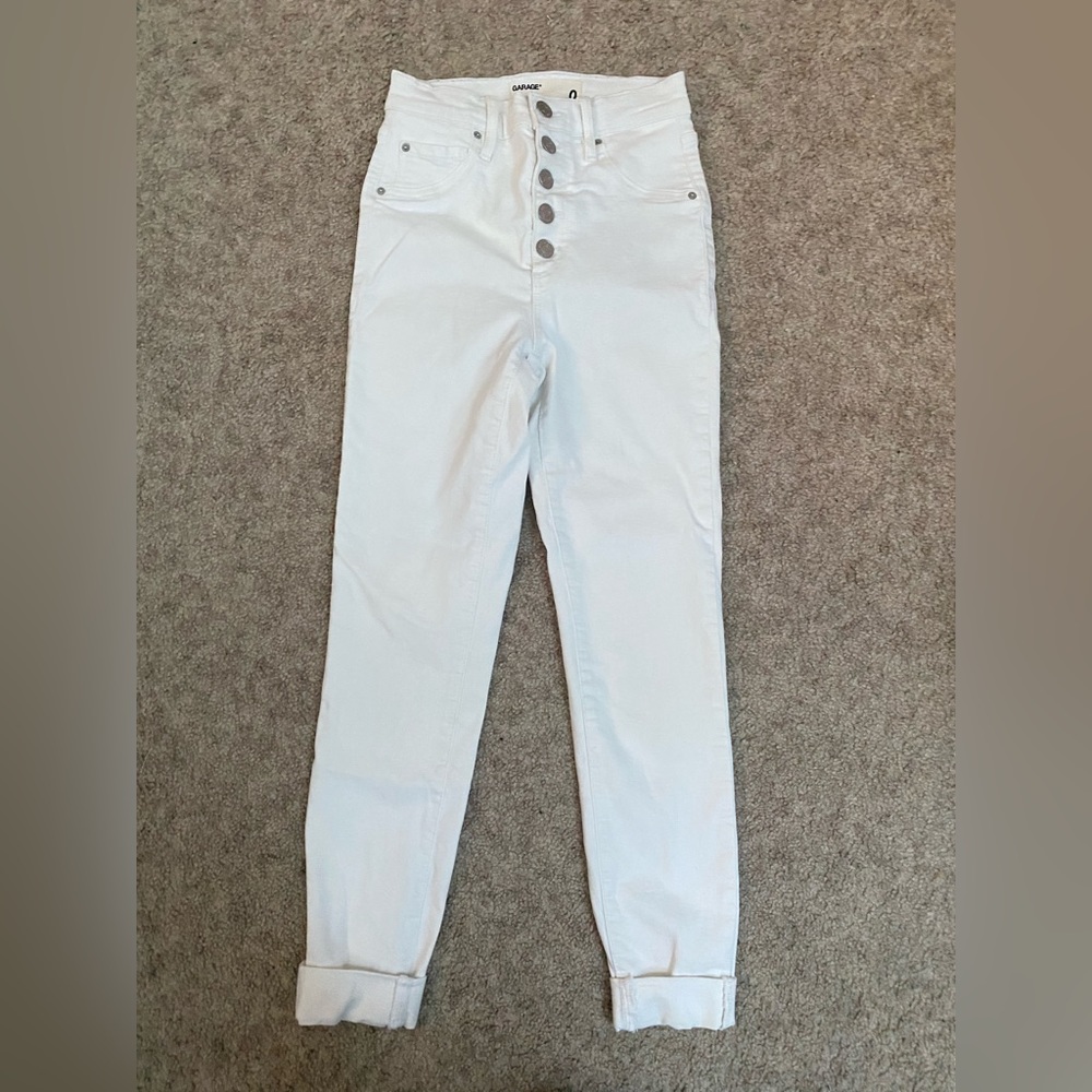 Garage white high rise jeans